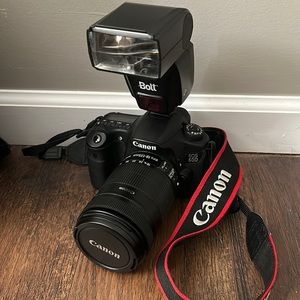 Canon EOS 60D with 135mm lense and accessories